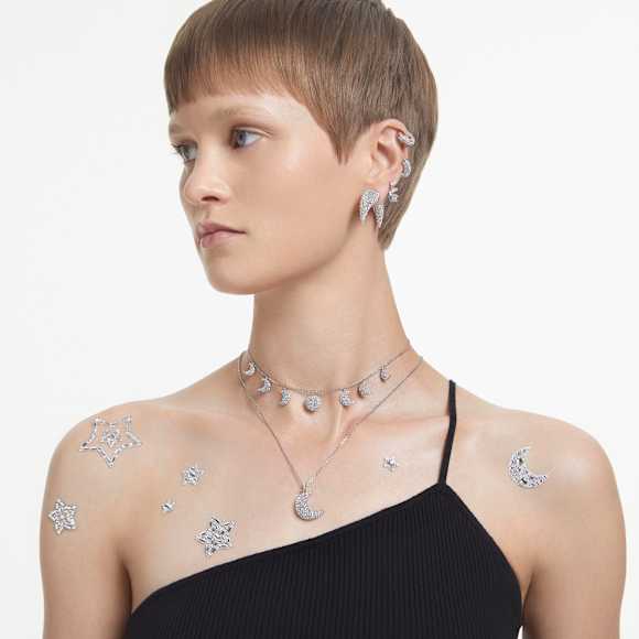 Sublima Anhänger, Mond, Weiß, Rhodiniert - Swarovski, 5666181
