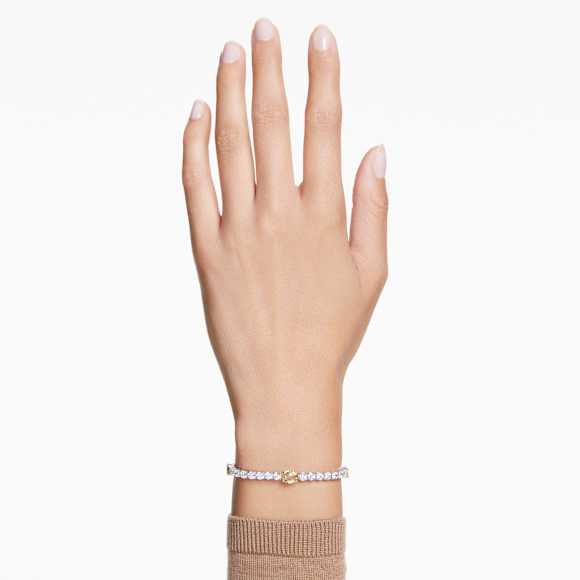 Matrix Tennis bracelet, Mixed cuts, Yellow, Rhodium plated - Swarovski, 5666425