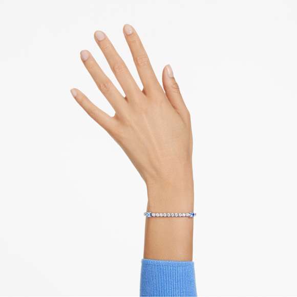 Matrix Tennis Armband, Verschiedene Schliffe, Blau, Rhodiniert - Swarovski, 5666426
