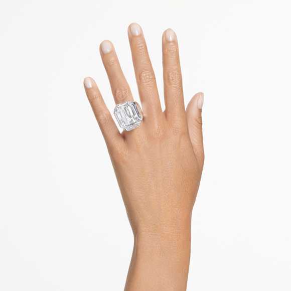 Lucent cocktail ring, Octagon cut, White - Swarovski, 5666587
