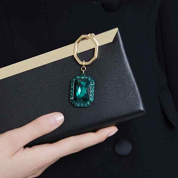 Key ring, Octagon cut, Green, Mixed metal finish - Swarovski, 5666643