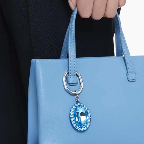Key ring, Oval cut, Blue, Mixed metal finish - Swarovski, 5666644