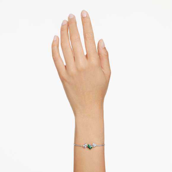 Mesmera bracelet, Mixed cuts, Green, Rhodium plated - Swarovski, 5668360