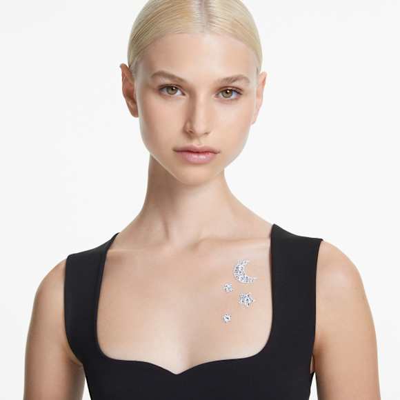 Body jewel, Set (4), Moon and star, White - Swarovski, 5668448