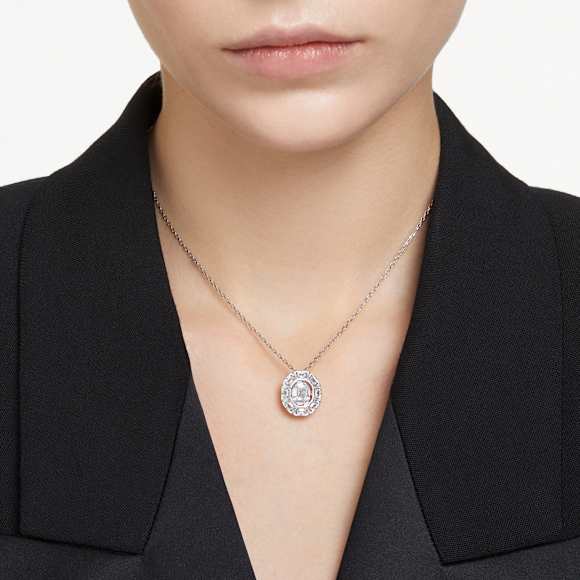 Mesmera 鏈墜, 八角形切割, 細碼, 白色, 鍍白金色 - Swarovski, 5669915