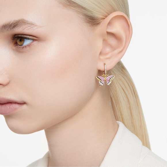 Idyllia Drop-Ohrhänger, Schmetterling, Mehrfarbig, Goldlegierungsschicht - Swarovski, 5670055