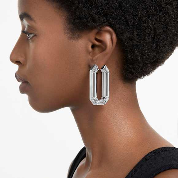 Anneaux d'oreilles Lucent, Pièce d'exception, Forme octogonale, Blanches - Swarovski, 5671087