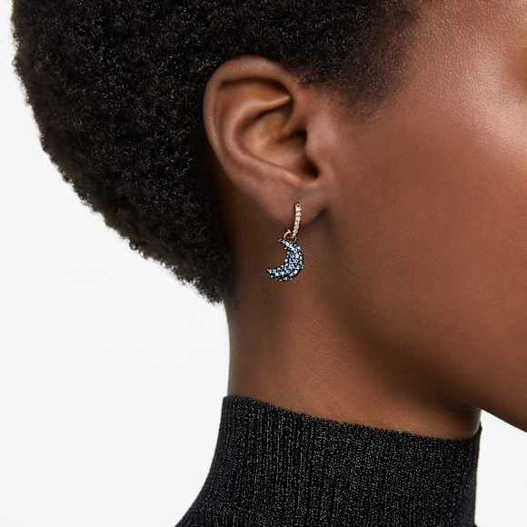 Sublima drop earrings, Crystal pearl, Asymmetrical design, Moon, Multicoloured, 18K rose gold finish - Swarovski, 5671569