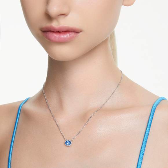 Una Angelica Halskette, Oval-Schliff, Blau, Rhodiniert - Swarovski, 5671809