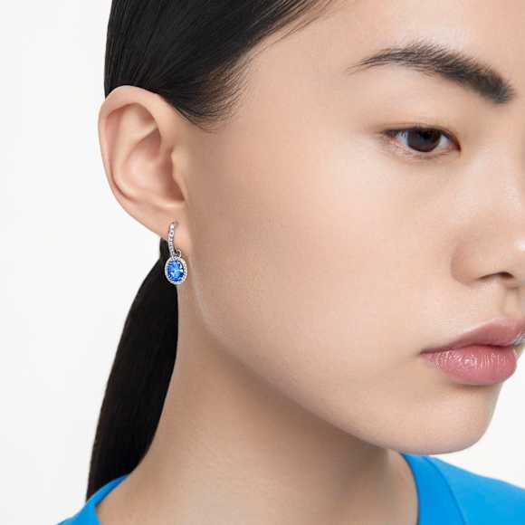 Pendants d'oreilles Una Angelica, Taille ovale, Bleues, Métal rhodié - Swarovski, 5671817