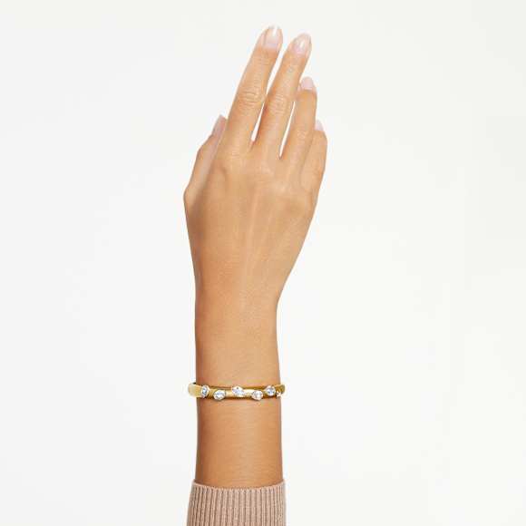 Dextera bangle, Mixed cuts, White, Gold-tone plated - Swarovski, 5672669