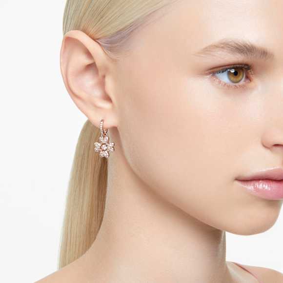 Idyllia Drop-Ohrhänger, Glücksklee, Weiß, 18K Roségoldbeschichtet - Swarovski, 5674212