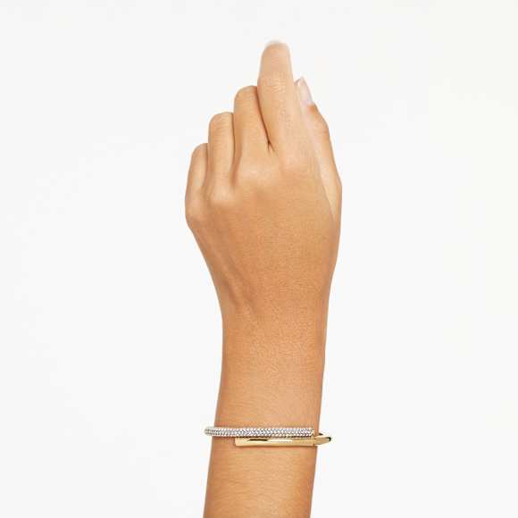 Dextera bangle, Magnetic closure, White, 18K gold finish - Swarovski, 5674980