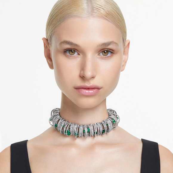 Hyperbola Halsband, Grün, Rhodiniert - Swarovski, 5676060