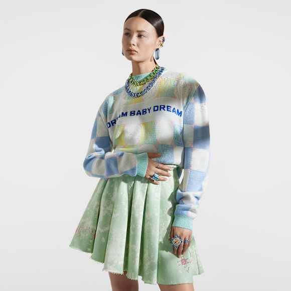 Liberal Youth Ministry, Bleached fleece rok, Groen - Swarovski, 5677019