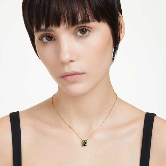 Stilla ペンダント, 長方形カット, グリーン, 18Kゴールドコーティング