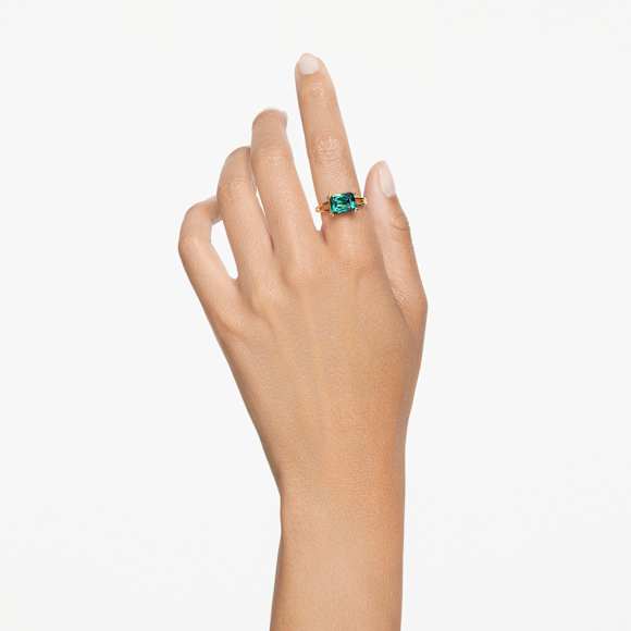 Anel cocktail Stilla, Lapidação retangular, Verde, Acabamento em ouro de 18 quilates - Swarovski, 5677147