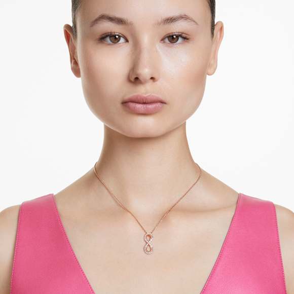 Hyperbola 鏈墜, Infinity, 白色, 鍍玫瑰金色調 - Swarovski, 5677623