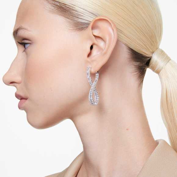 Pendants d'oreilles Hyperbola, Infini, Blanches, Métal rhodié - Swarovski, 5677628