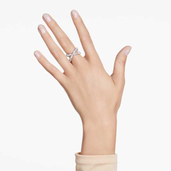 Hyperbola ring, Infinity, White, Silver-tone finish - Swarovski, 5677632