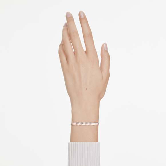 Matrix Tennisarmband, Rundslipad, Vit, 18K roséguldsfinish - Swarovski, 5677823