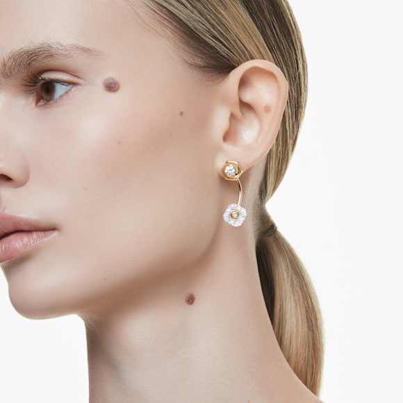 Pendientes ear jacket Numina, Tallas mixtas, Blancos, Baño tono oro - Swarovski, 5677980