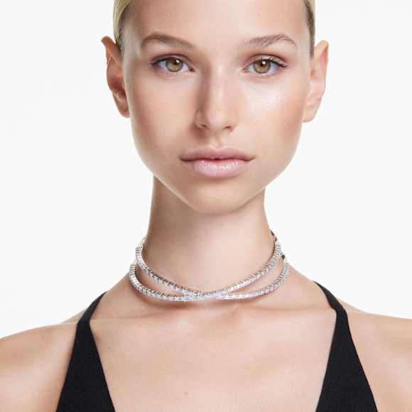 Hyperbola choker, Infinity, White, Rhodium plated - Swarovski, 5679426