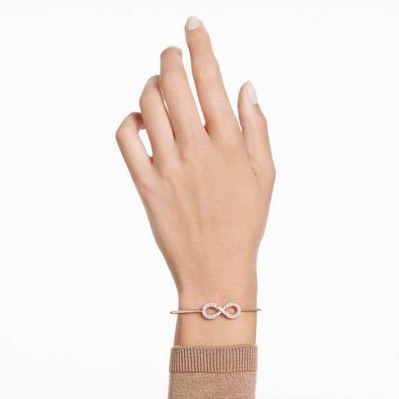 Hyperbola bangle, Infinity, White, Rose gold-tone plated - Swarovski, 5679443