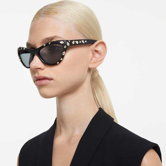 Sunglasses, Cat-Eye shape, SK6007, Black - Swarovski, 5679529