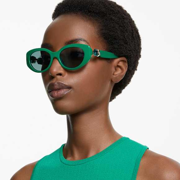 Sunglasses, Cat-eye shape, SK6002, Green - Swarovski, 5679539