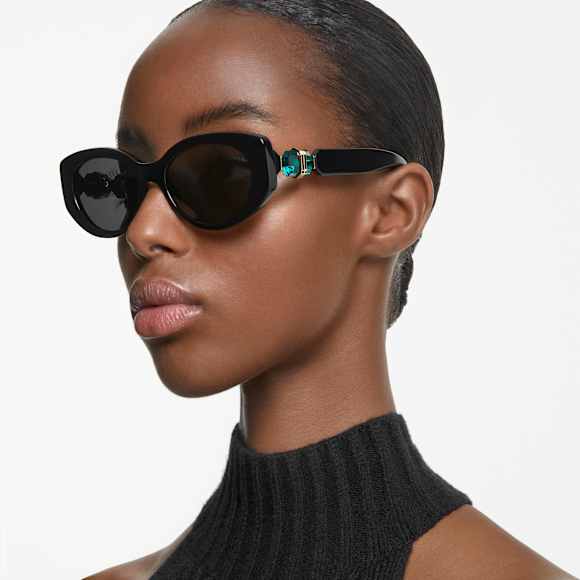 Sunglasses, Cat-eye shape, SK6002, Black - Swarovski, 5679544