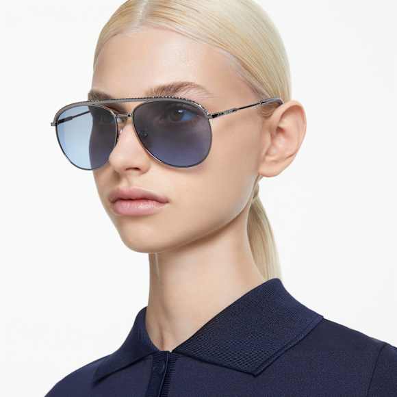 Sunglasses, Pilot shape, SK7005, Blue - Swarovski, 5679547