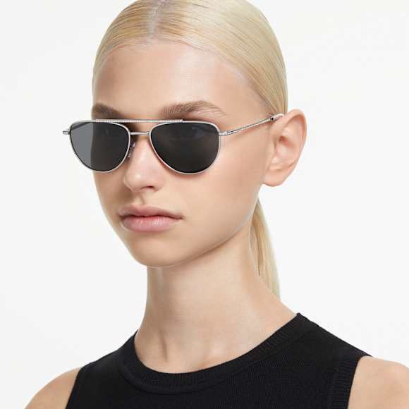 Sunglasses, Pilot shape, SK7007, Black - Swarovski, 5679549