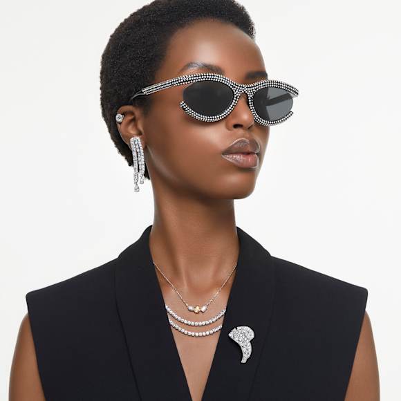 Okulary przeciwsłoneczne, Kształt owalny, SK6006, Czarne - Swarovski, 5679553