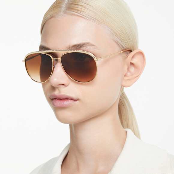 Sunglasses, Pilot shape, SK7005, Brown - Swarovski, 5679666