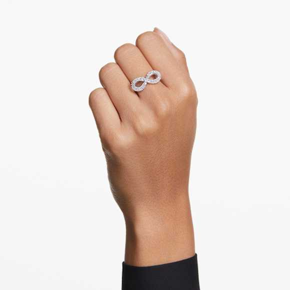 Hyperbola cocktail ring, Infinity, White, Rhodium plated - Swarovski, 5679695