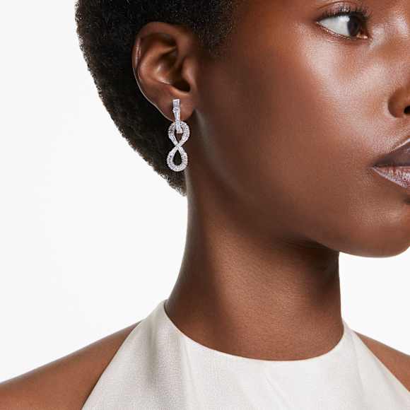 Hyperbola Drop-Ohrhänger, Unendlichkeit, Weiß, Rhodiniert - Swarovski, 5679793