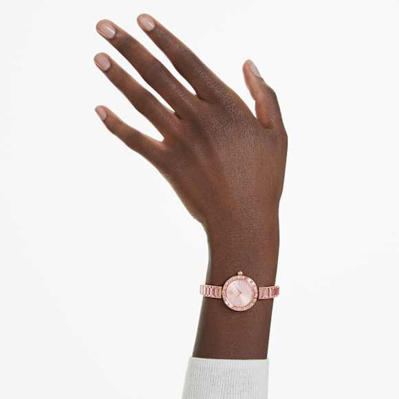 Matrix Bangle watch, Swiss Made, Crystal bracelet, Pink, Rose gold-tone finish - Swarovski, 5679890