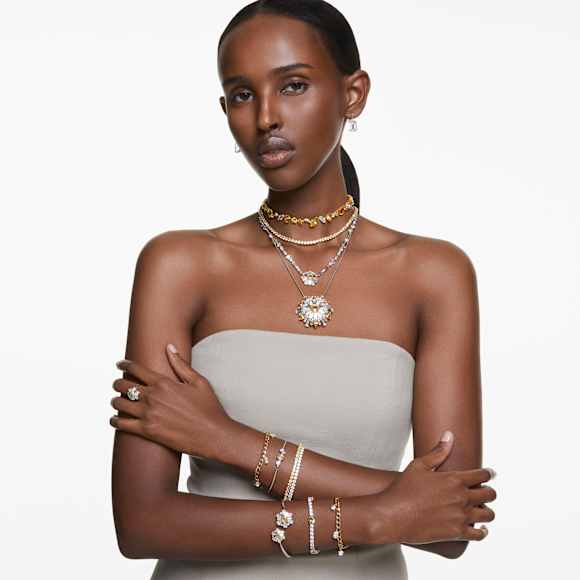 Κολιέ Idyllia, Λουλούδι, Κίτρινο, Επιμετάλλωση ροδίου - Swarovski, 5679916