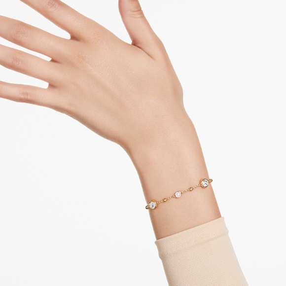 Imber bracelet, Round cut, Scattered design, White, Gold-tone plated - Swarovski, 5680094