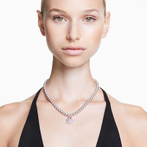 Pendente Idyllia, Taglio misto, Crystal Pearl, Conchiglia, Rosa, Placcato rodio - Swarovski, 5680297