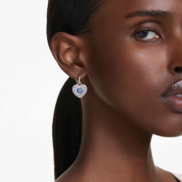 Pendientes Hyperbola, Corazón, Azules, Baño de rodio - Swarovski, 5680392