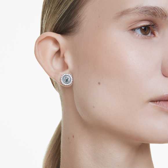 Swan Set, Kristallperle, Schwan, Grau, Rhodiniert - Swarovski, 5680875