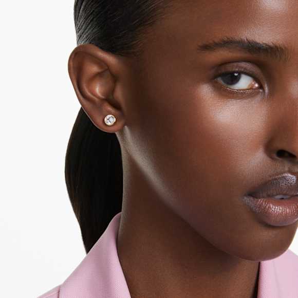 Clous d'oreilles Imber, Taille ronde, Blanches, Placage de ton or - Swarovski, 5681552