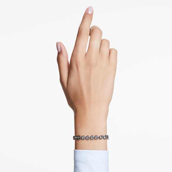 Pulsera Imber Tennis, Talla redonda, Negra, Baño de rutenio - Swarovski, 5682592