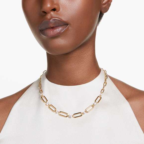 Constella necklace, White, Gold-tone plated - Swarovski, 5683354