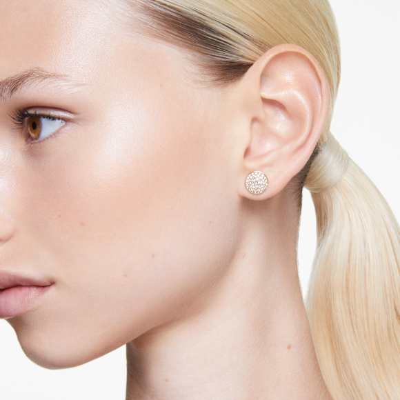 Meteora 스터드 이어링, 화이트, 골드 톤 플래팅 - Swarovski, 5683444