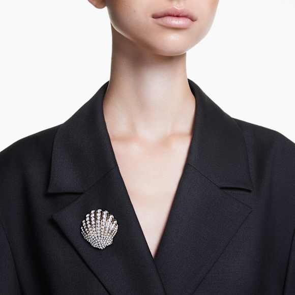 Idyllia brooch, Shell, White, Gold-tone plated - Swarovski, 5683967
