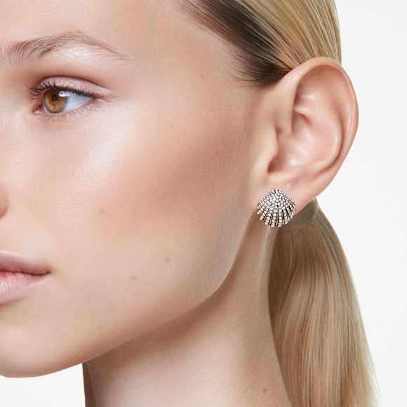 Idyllia Ohrstecker, Muschel, Weiß, 18K Goldbeschichtet - Swarovski, 5683970