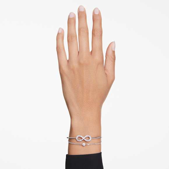 Hyperbola bangle, Infinity, White, Rhodium plated - Swarovski, 5684049